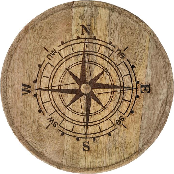 Natura Punto Deko-Teller Mangoholz Windrose mit erhöhtem Rand, 20 x 3 x 20 cm (20 x 3 x 20 cm)