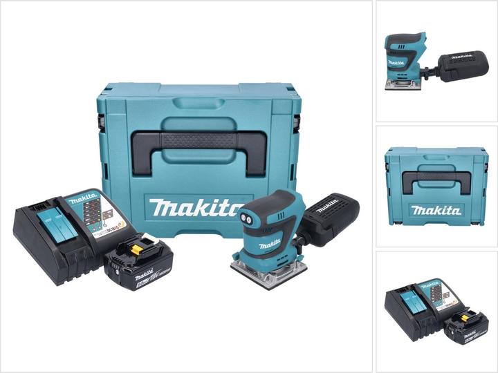 Actual product image Makita DBO 484 RG1J Battery orbital sander 18 V 112 x 102 mm + 1x battery 6.0 Ah + charger + Makpac (Sander, 210 W)