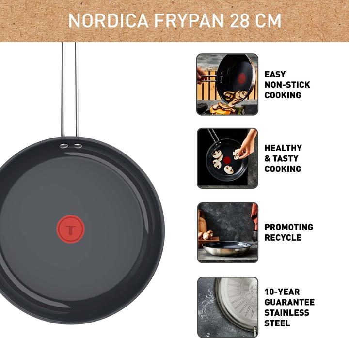 Produktbild Tefal Nordica Ceramic Koekenpan - Ã˜28 CM - Keramisch - PFAS-vrij - Inductie (H8710655) (28 cm, Edelstahl)