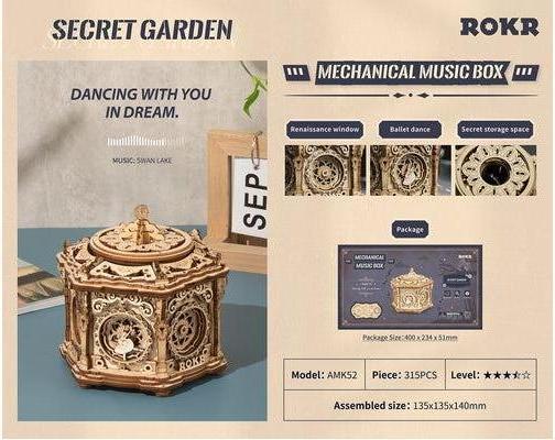 Image du produit Robotime - Muziekdoos - Bricolage - 3D - Jardin secret - Houten Modelbouw