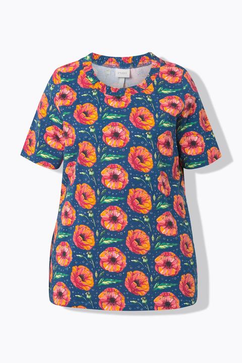 Produktbild Ulla Popken T-Shirt, Mohn, elastischer Rundhals, Halbarm (60)