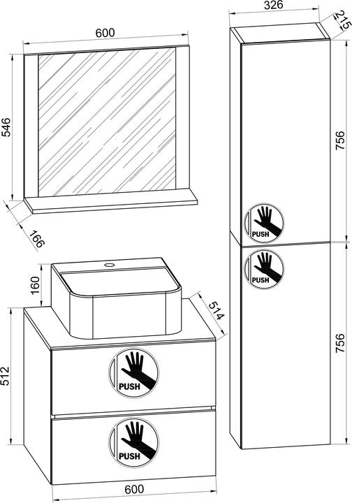 Image du produit VCM Meuble 4 vasques Lendas Tiroir