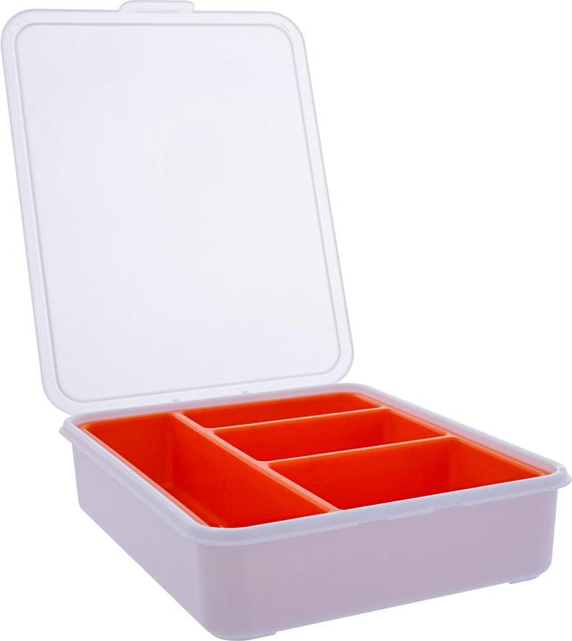 Actual product image InLine Small parts box, 4 compartments, dimensions: 180x140x40mm, orange