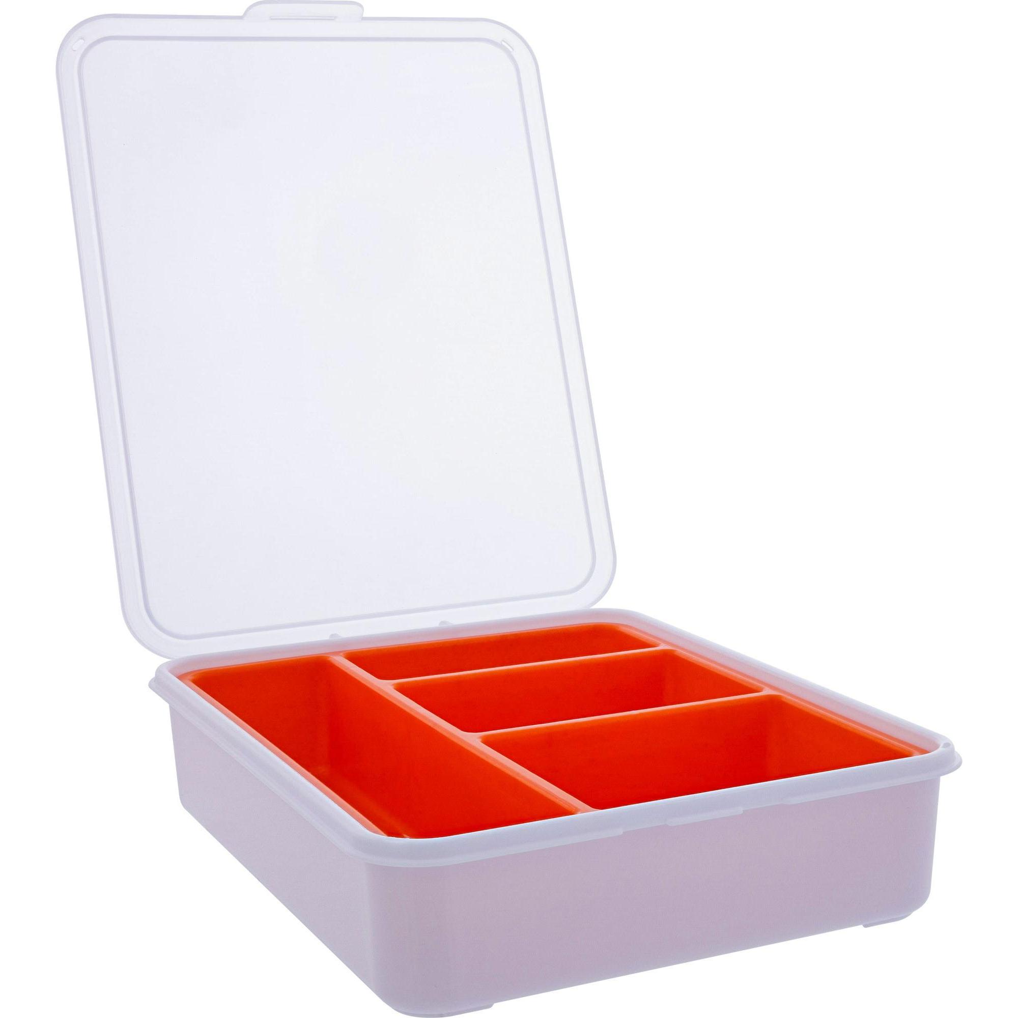 Thumbnail - InLine, Sortimentskasten, Kleinteilebox, 4 Fächer, Abmessungen: 180x140x40mm, orange
