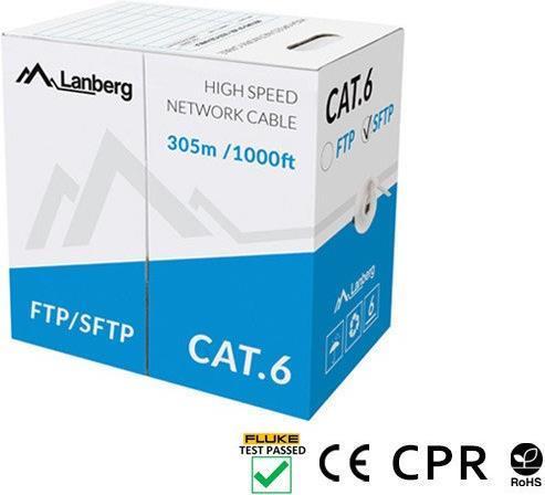 Actual product image Lanberg LCS6-11CU-0305-S SFTP stranded cable CU, cat. 6, 305m, pilka (S/FTP, CAT6, 305 m)