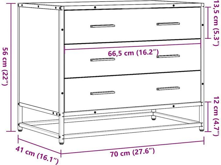 Actual product image vidaXL Brown oak-look drawer unit 70x41x56 cm Wood-based material