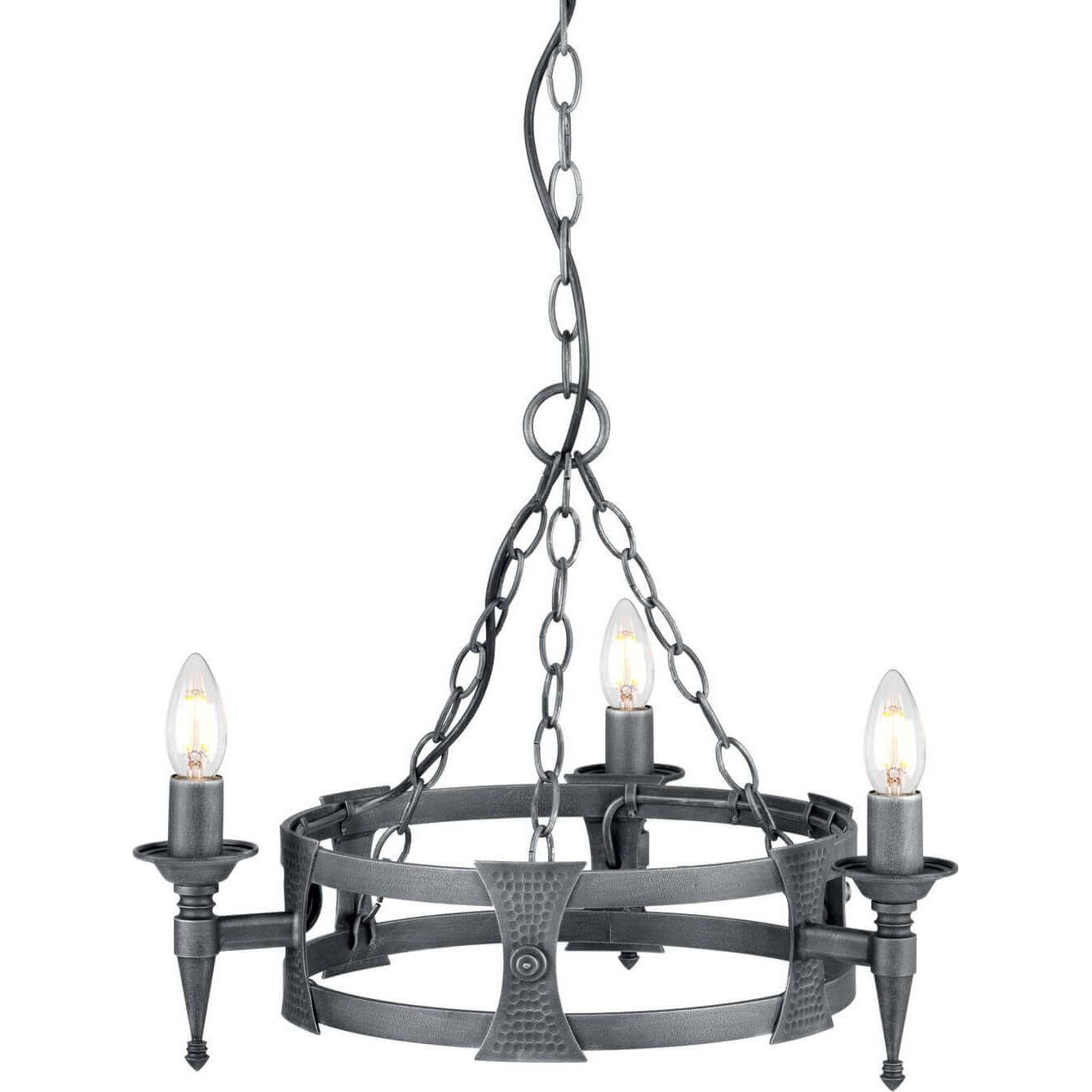 Thumbnail - Elstead Lighting, Kronleuchter, Saxon Kronleuchter E14 3-fach Schwarz-Silber, Made in UK (52 cm)