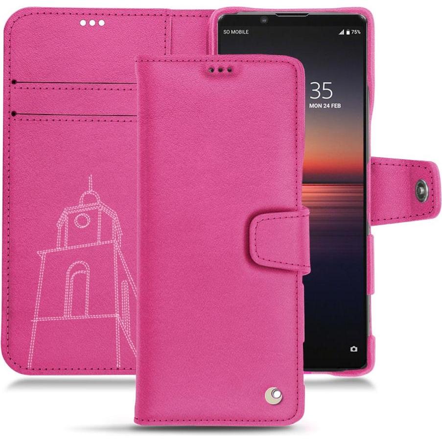 Noreve Lederschutzhülle Wallet (Sony Xperia 1 II), Smartphone Hülle, Rosa