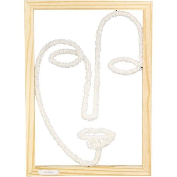 MICA Living, Wanddeko, Wandbild - Gesicht - weiss/braun - ca. 29 x 2 x 40 cm (29 x 2 x 40 cm)
