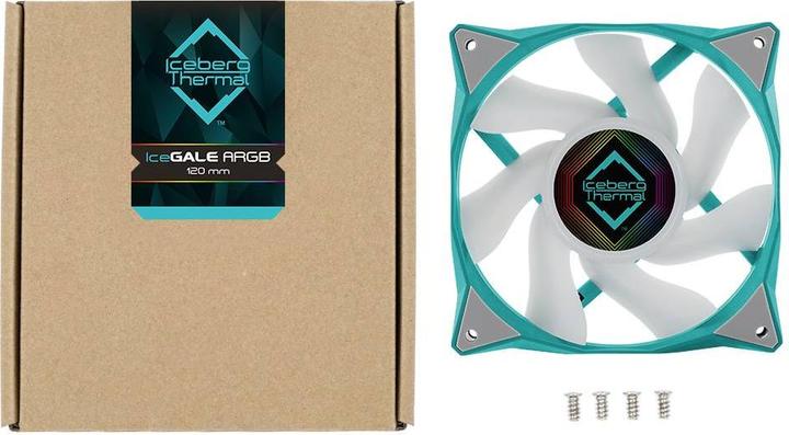 Actual product image Iceberg Thermal IceGALE ARGB computer case fan 12 cm turquoise 1 piece(s) (120 mm, 1x)