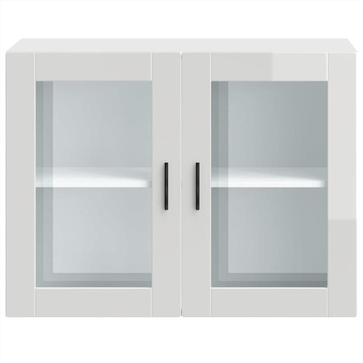 Image du produit VidaXL Armoire suspendue de cuisine avec porte en verre Porto blanc brillant Armoire murale de cuisine (80 x 31 x 60 cm)