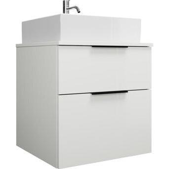burgbad, Badmöbelset, Eqio Keramik-Aufsatzwaschtisch, quadratisch mittig, inklusive Waschtischunterschrank, Breite