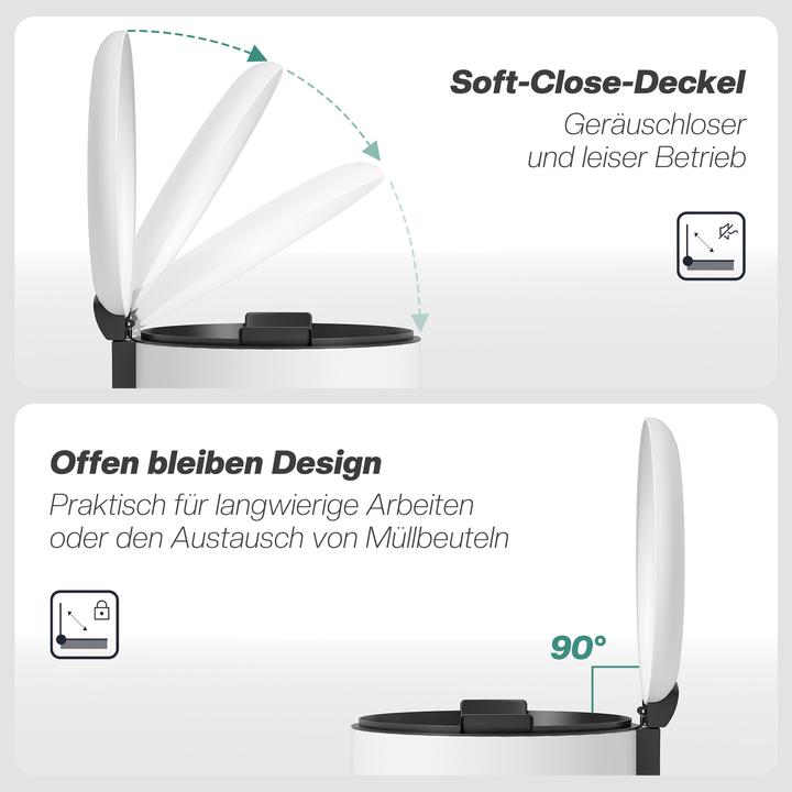 Image du produit Homcom Mülleimer Metall, Kunststoff Cremeweiss (30 l)