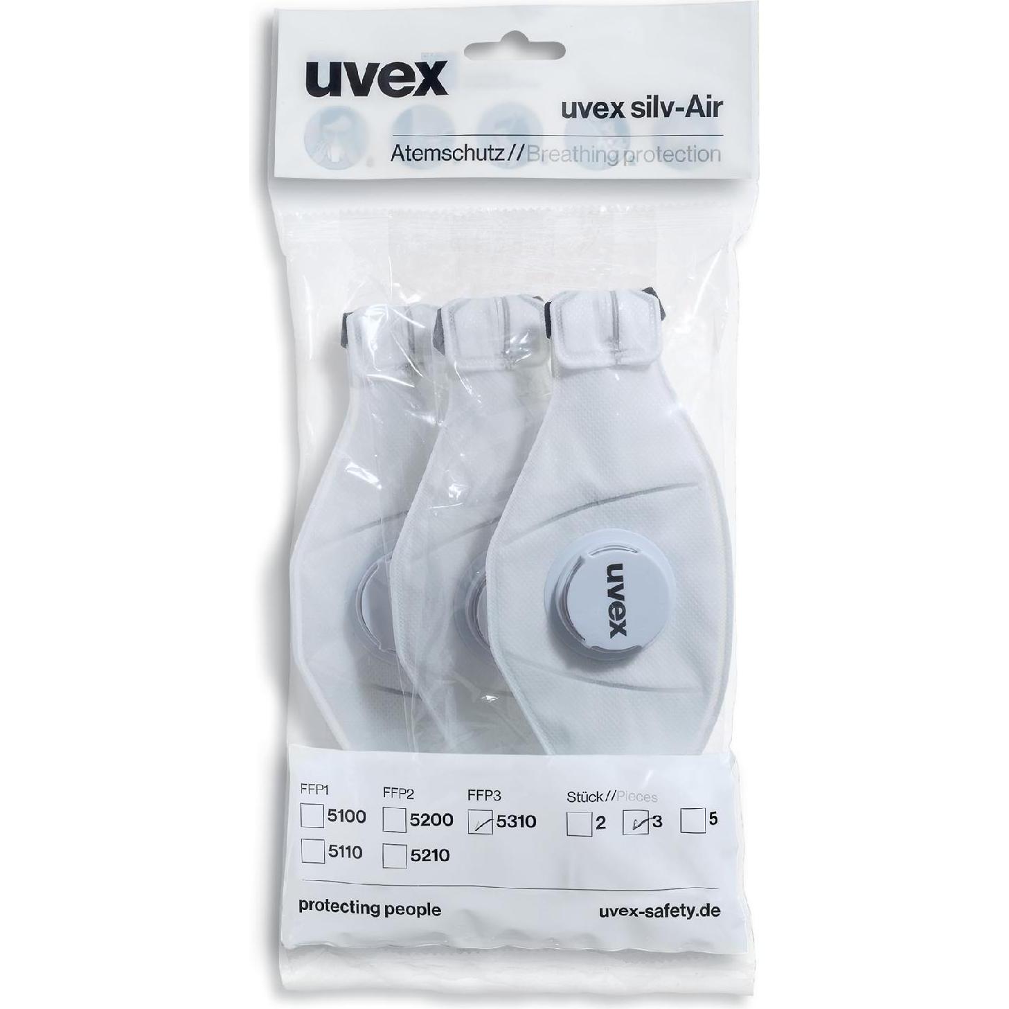 Uvex Safety, Atemschutzmaske, Faltmaske uvex silv-Air premium 5310 FFP3 (FFP3, 3 x)