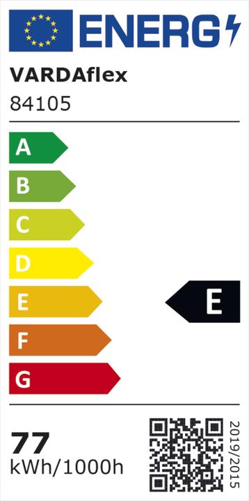 Energie-Label Rutec Licht VARDAFLEX Quantum Plus Profi 84105 **24V 70W 3000K 2060lm/m 5m B:10mm IP20 (Weiss, 500 cm, Indoor)