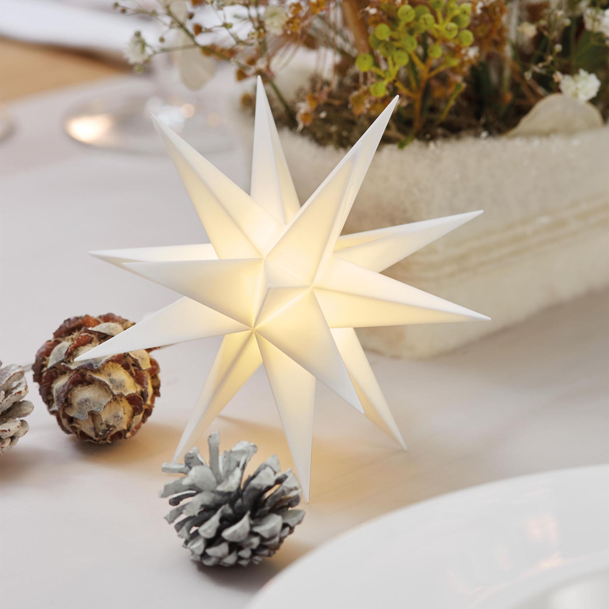 Novaliv, Weihnachtsbeleuchtung, Weihnachtsstern Dekostern 12cm WEISS nur Innen LED Lampe mit Batteriefach