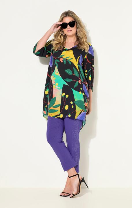 Actual product image Miamoda A-line tunic with leaf print and loose 3/4 sleeves (46)