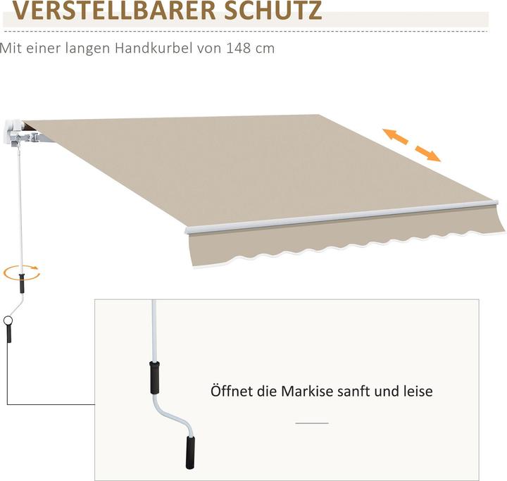 Actual product image Outsunny Gelenkmarkise mit Handkurbel (2.45 m)