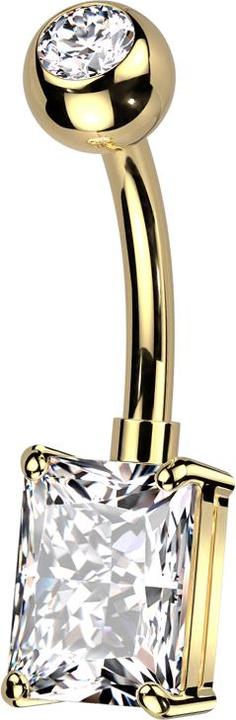 Immagine prodotto Star Piercing Banana placcata oro con sfera in cristallo placcato oro argento e cristallo rettangolare grande (Ottone, Titanio)