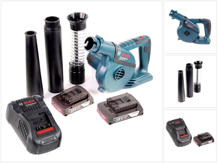 Produktbild Bosch Professional Bosch GBL 18 V-120 Akku Gebläse Laubbläser mit 2x Bosch GBA 18V 2,0 Ah Akku + GAL 1880 CV Ladegerät (Akkubetrieb, Laubsauger)