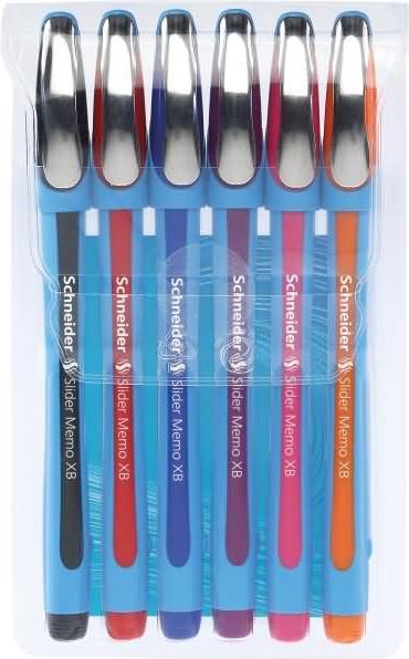 Actual product image Schneider Slider Memo Purple Stick Ballpoint Pen Extra Thick (e) (Assorted colours, 6 x)