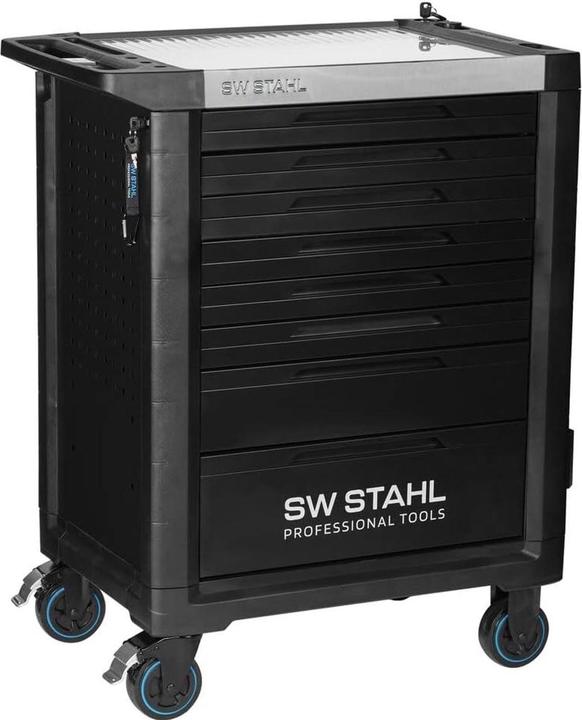 Actual product image SW-Stahl Z3114 Professional workshop trolley TT801 black I 8 drawers I 4 drawers filled I 246 parts (1x)
