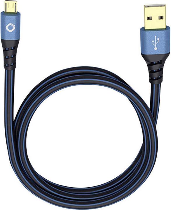 Actual product image Oehlbach USB 2.0 connection cable (1x male A 1x micro B) 5.00 m gold-plated plug contacts Plus (5 m, USB 2.0, 2.50 W)