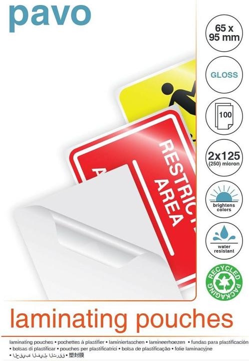 Actual product image pavo Laminating film 65 x 95 mm, 125 µm, 100 pieces, waterproof (65 x 95 mm, 100 pcs., 125 µm)