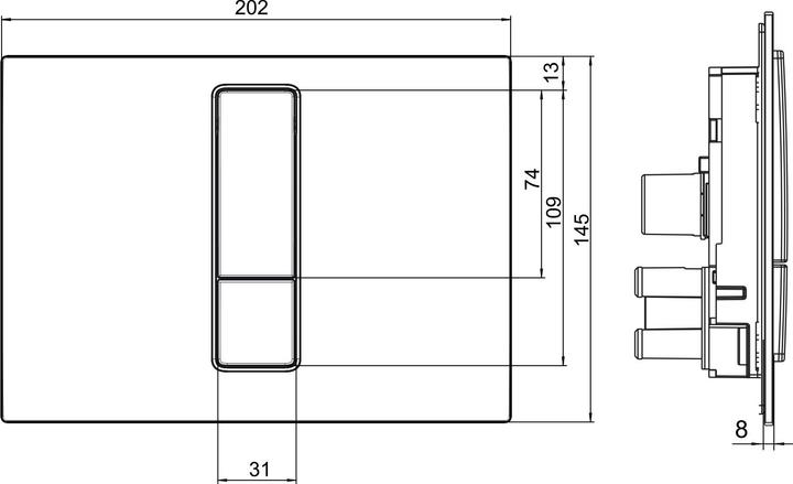Actual product image Laufen AW104 INEO actuator plate, 202x10x145mm, dual flush, thermoset, H900104