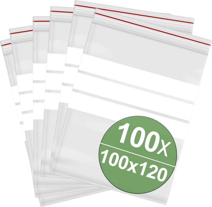 Quadrios Pressure seal bag with labelling strip (W x H) 100 mm x 120 mm Transparent
