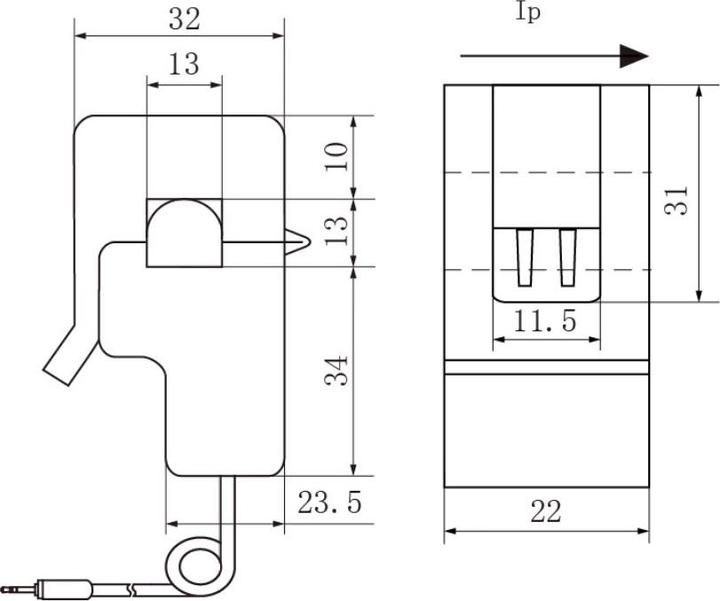 Actual product image Dragino SCT013G-D-100 Current transformer 100A:50mA