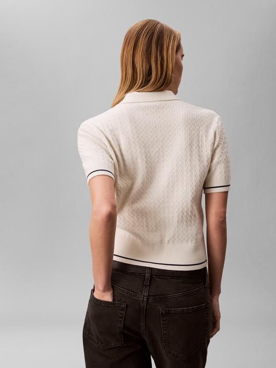 Image du produit Calvin Klein Jeans Cable Knit Cropped Short Sleeve Jumper (S)
