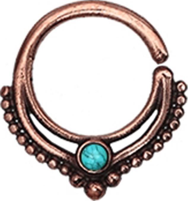 Actual product image Star Piercing Micro Piercing Ring rosegold Kugelrand mit Türkis Stein (without brass, Bronze)