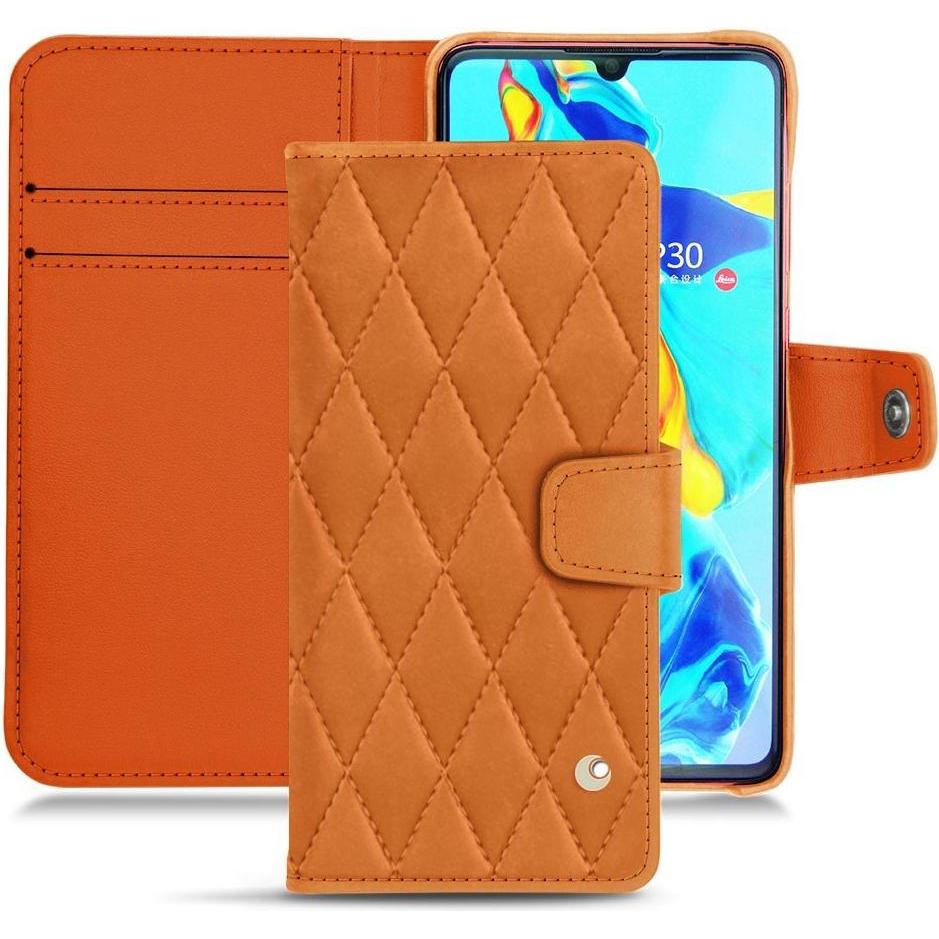 Noreve Lederschutzhülle Wallet (Huawei P30), Smartphone Hülle, Orange