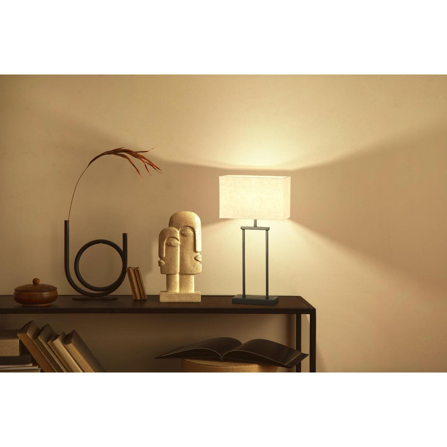 Thumbnail - Fischer & Honsel, Tischlampe, Honsel Ann Tischleuchte E27 Stoffschirm sandfarben Leinen sandschwarz 50653