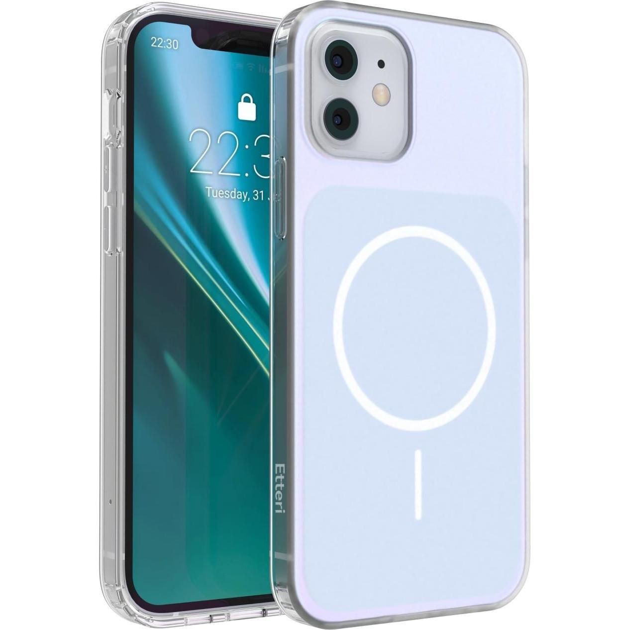 Etteri Hidden Pearl case for iPhone 12 / 12 Pro 6,1" light blue (Apple iPhone 12, Apple iPhone 12 Pro), Cover smartphone, Blu, Trasparente