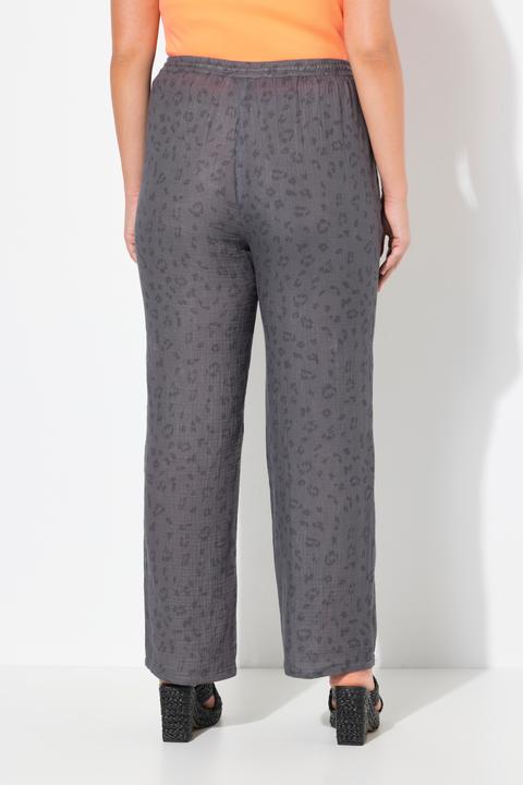 Immagine prodotto Ulla Popken Pantaloni modello Rose in mussola con taglio della gamba ampio e cintura elastica (42, 44)