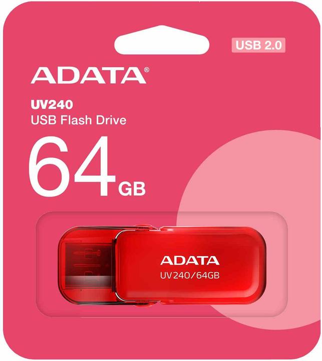 Produktbild Adata UV240 64GB USB Flash Drive, Red (64 GB, USB-A)