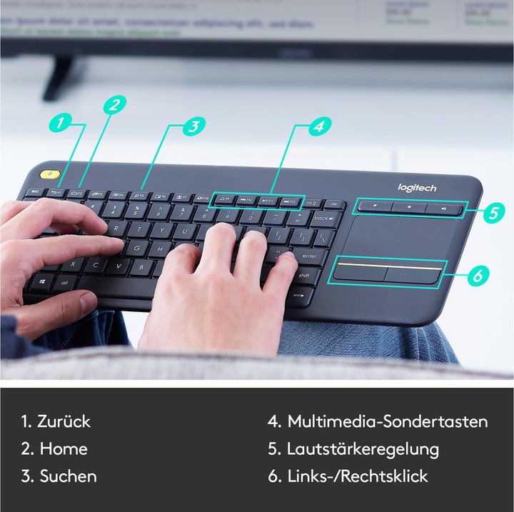 Actual product image Logitech K400 Plus (Eng. Int., Wireless)