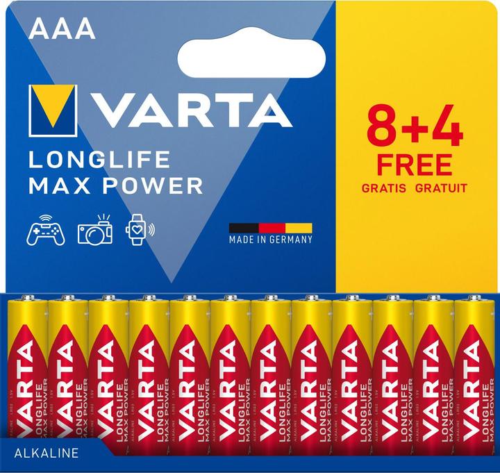 Produktbild Varta Longlife Max Power AAA Pack 12 (8+4) (12 Stk., AAA, 1270 mAh)
