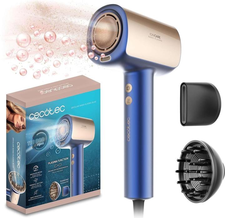 Productafbeelding Cecotec Nano Plasma Haartrockner mit 110.000 U/min, 1600 W, 3 Geschwindigkeiten und 3 Temperaturen (1600 W)