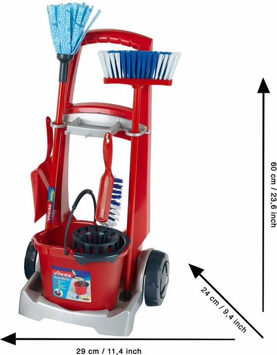 Actual product image Theo Klein Vileda broom cart + vacuum cleaner