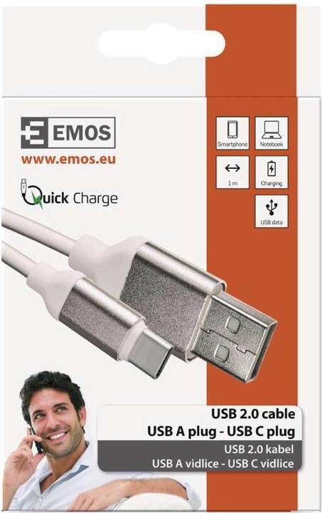 Produktbild Emos USB A — USB C (1 m, USB 2.0, 18 W)