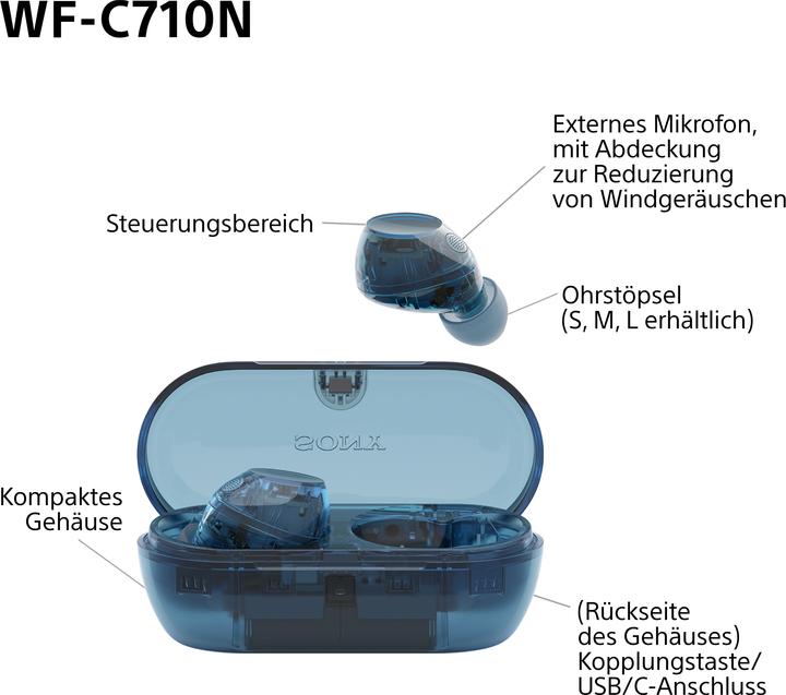 Actual product image Sony WF-C710N (NC, 8.50 h, Wireless)