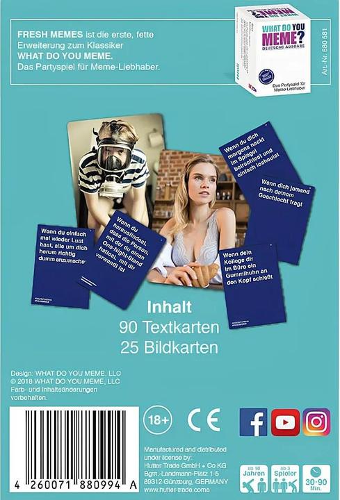 Image du produit Hutter What Do You Meme - Fresh Memes (Allemand, 3 - 20 Joueur)