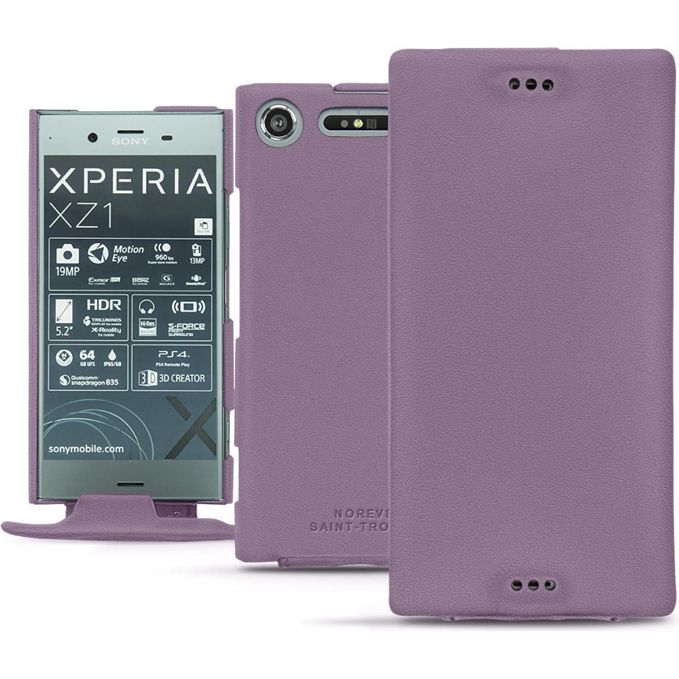 Noreve Lederschutzhülle vertikal (Sony Xperia XZ1), Smartphone Hülle, Violett