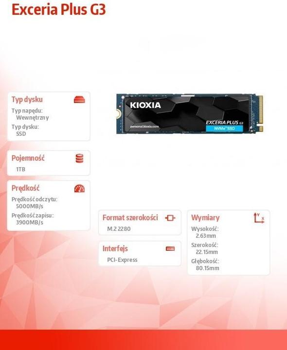 Immagine prodotto Kioxia Exceria Plus G3 (1000 GB, M.2 2280)