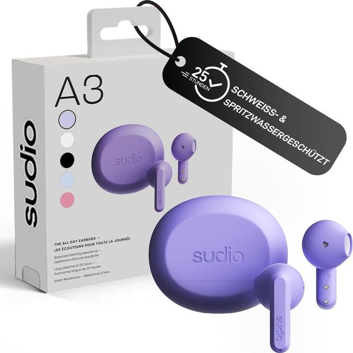Produktbild Samsung Sudio A3 BT Earphones Purple = 7350071397060 (25 h, Kabellos)