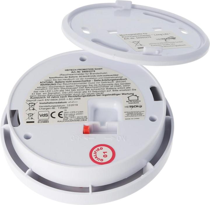 Produktbild Heitech Rauchmelder Long life inkl. Lithium Batterie 85dB