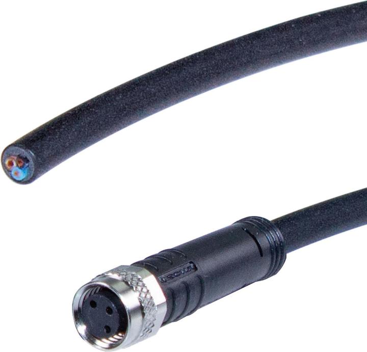 Actual product image Led2work Connection accessories Sensor cable 5m PUR M8 sensor socket 3-pin A-coded/open cable ends 24V DC